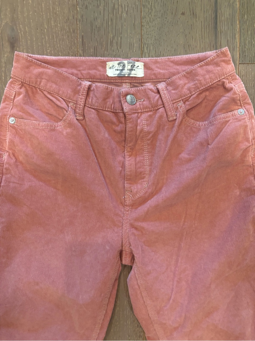 We The Free Free People $78 W14”Raw Hem Corduroy Skinny Pants Dusty Rose 27/4 - Picture 6 of 11